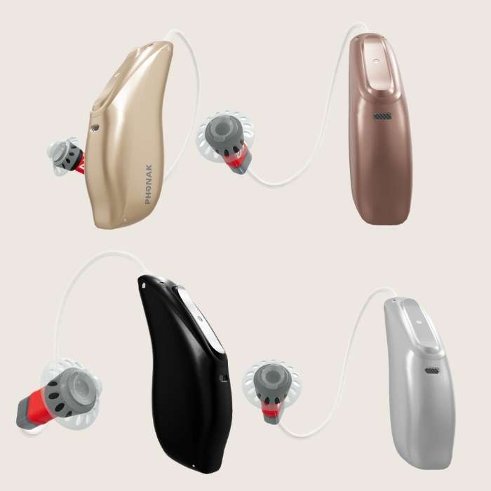 Various colors of Phonak Audeo hearing aids