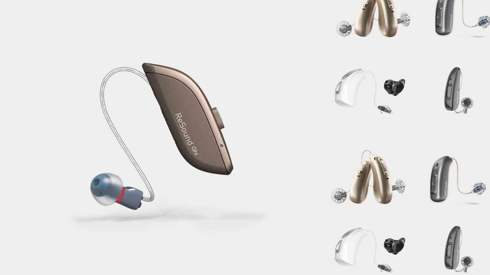 Image of ReSound hearing aids compared to other brands like Starkey, Signia, Phonak and Oticon