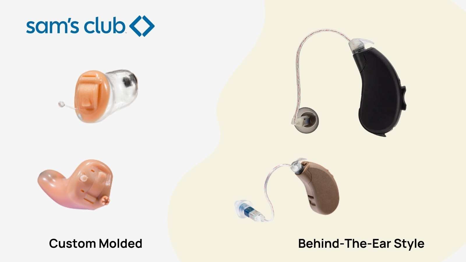 Hearing aid styles available at Sam's Club