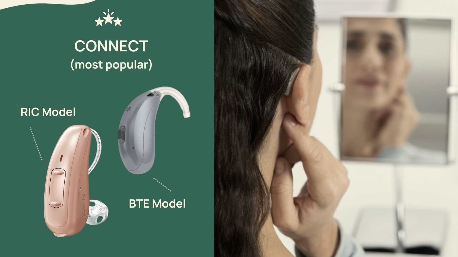 Miracle-Ear Connect BTE and Ric hearing aids