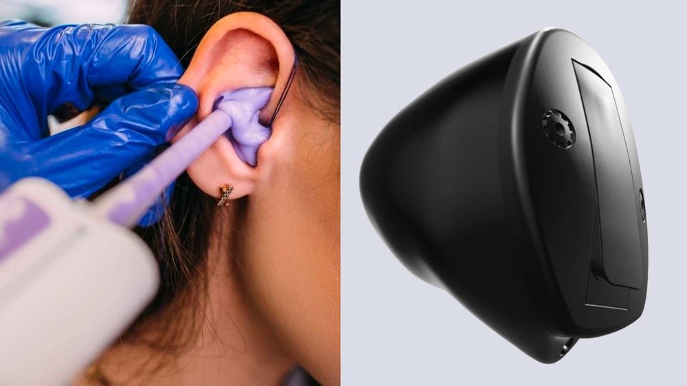 Image of a woman getting a custom earmold