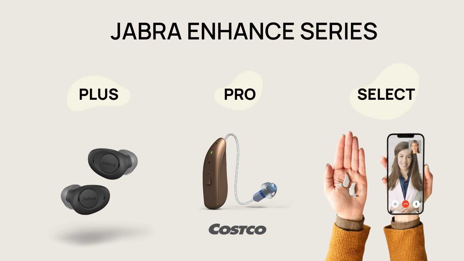 Jabra's three different hearing aid options